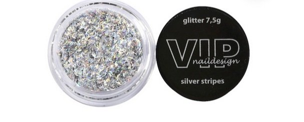 VIP Naildesign - Glitter silver stripes - 0