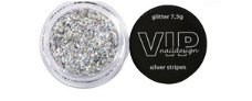 VIP Naildesign - Glitter silver stripes