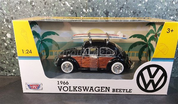 Volkswagen Beetle / Kever zwart bruin 1/24 Motormax - 3