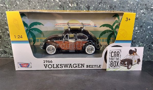 Volkswagen Beetle / Kever zwart bruin 1/24 Motormax - 5