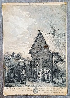 Ets J.Ph. Le Bas (naar Teniers) Les 2 Amis - 18e eeuw