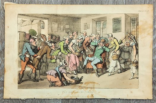 Thomas Rowlandson 1817 The Arrival in Paris - aquatint ets - 0