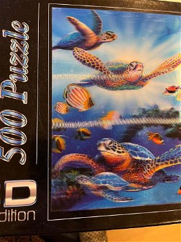 3D Edition 500 Teile Puzzle Turtles in Light - 0