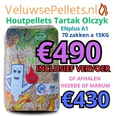 Houtpellets Tartak Olczyk pallet 70 zakken a 15KG €490 inclusief verzending