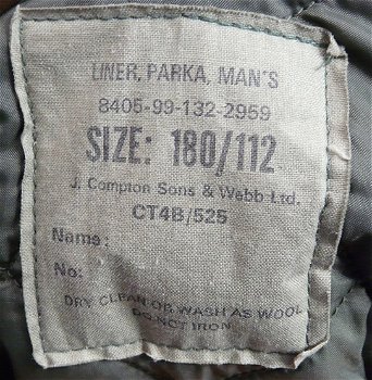 Binnenvoering Parka / Liner Parka Man's, maat: 180/112, UK, jaren'70.(Nr.1) - 4