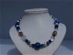 ketting van diverse materialen blauw 51 cm lang, - 0 - Thumbnail