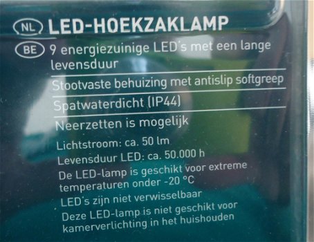 Te koop twee nieuwe LED-hoekzaklampen van LivarnoLux. - 1