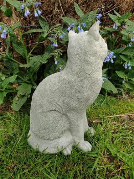 Grote stenen poes , kat , tuinbeeld - 3