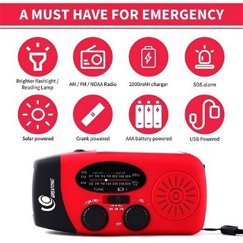 Mutoy Radio, Digitalradios, Solarradio,Tragbares Notradio 2000mAh AM/FM Digitalradio (DAB) - 0