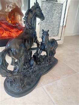 Antiek paard &veulen sculptuur Pierre-Jules Mène - 1