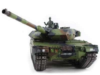 RC tank Leopard 2A6 metalen tracks en aandrijving 2.4GHZ Control edition in houten kist - 0