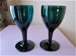 Twee antieke Georgian Bristol green wine glasses -tulip bowl - 1 - Thumbnail