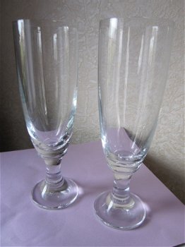 Acht mooie heldere kristalglas champagne fluiten -korte stam - 1
