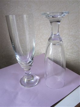 Acht mooie heldere kristalglas champagne fluiten -korte stam - 2