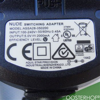 Nude ASSA28-050200 5V 2A Non EU opzet stukken Plug 5.5 - 5