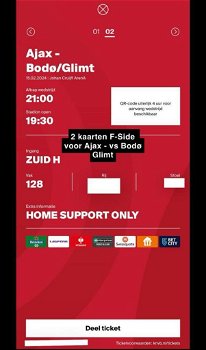 2 kaarten Ajax - Bodo glimt - 0
