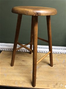 Eiken Brocante Houten Krukje.