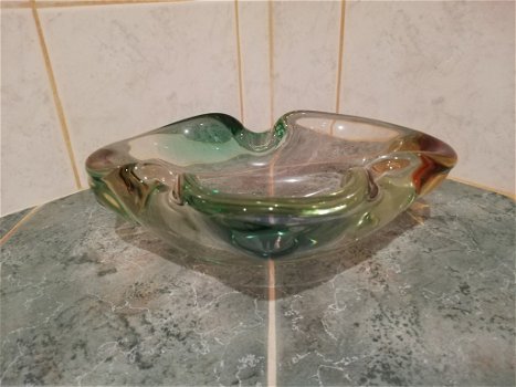 Murano schaal 25 bij 18 cm, 8 cm hoog dik glas - 0