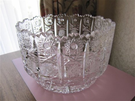 Prachtige grote handgeslepen boheems kristal bowl - 2