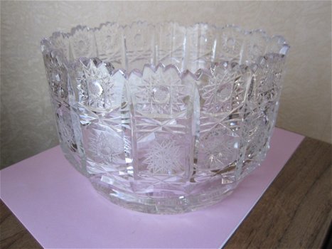 Prachtige grote handgeslepen boheems kristal bowl - 3