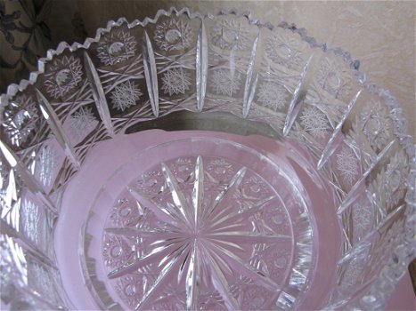 Prachtige grote handgeslepen boheems kristal bowl - 4
