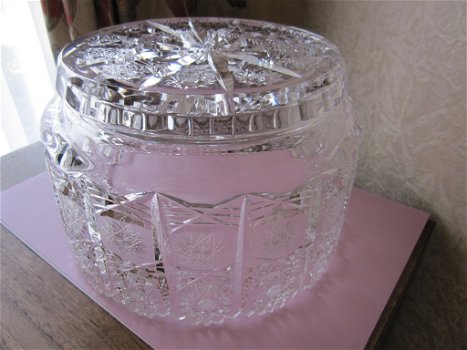 Prachtige grote handgeslepen boheems kristal bowl - 6