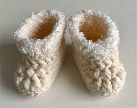 Babyslofjes Booties met een 'nepbont' randje! - 2