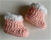 Babyslofjes Booties met een 'nepbont' randje - Roze NIEUW! - 1 - Thumbnail