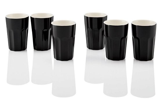 6 porseleinen espressobekers - zwart - nieuw - Ernesto - 1