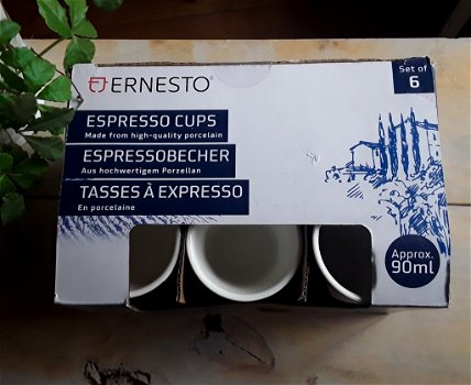 6 porseleinen espressobekers - zwart - nieuw - Ernesto - 4