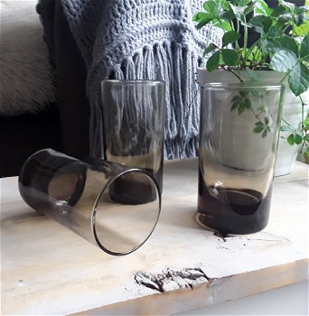 3x Luminarc vintage glazen bruin rookglas / smoke glas - 0