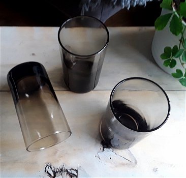 3x Luminarc vintage glazen bruin rookglas / smoke glas - 1
