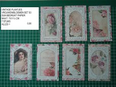 vintage plaatjes vrouw/bloem set 53- laatste set