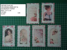 vintage plaatjes vrouw/bloem set 54- laatste set