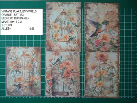 vintage plaatjes vogels set 433 - laatste set - 0