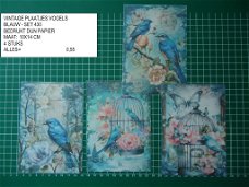 vintage plaatjes vogels blauw set 430 - laatste set