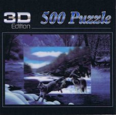 3D Edition 500 Teile Puzzle Wolfssprung Puzzle