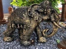 Olifant India, deco, polystone gold-black - olifant