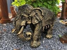 Olifant India, deco, polystone gold-black - olifant - 1