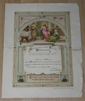 Document, Herinnering Heilige Vormsel, afm.: 39x30cm, uit 1903. - 0