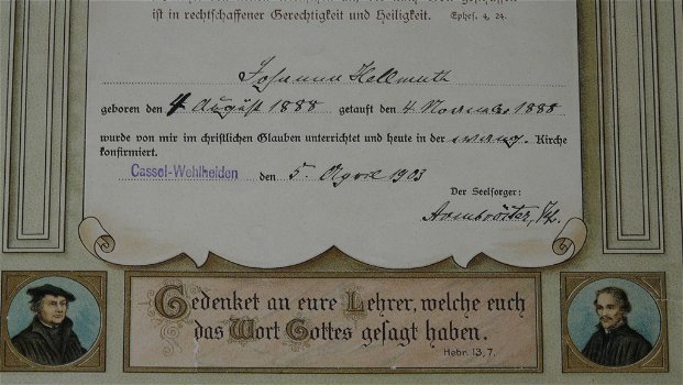 Document, Herinnering Heilige Vormsel, afm.: 39x30cm, uit 1903. - 1