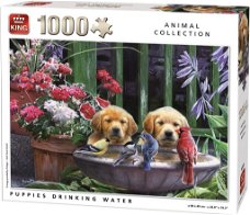 King Puzzel Dieren Hondjes Drinken Water- Puppies Drinking Water - 1000 Stuks