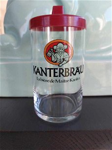 Kanterbrau bierglas met deksel.