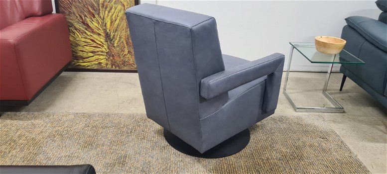 Grijs/blauwe leren Gealux top design draaifauteuil. Per direct beschikbaar! - 1