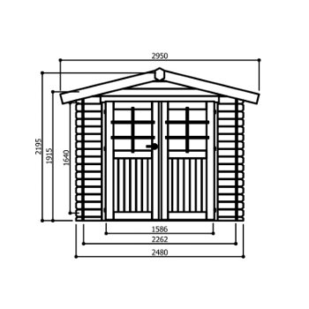 Tuinhuis-Blokhut Gera : 2480 x 2480mm - 2