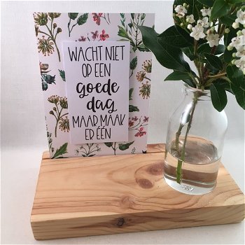 decoratie set houten standaard & quote kaart & vaasje adv 3 - 1