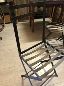 Frans Brocante Smeedijzeren Bistrostoelen per set of alle 4. - 3