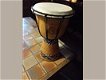Afrikaanse trommel , Djembe, - van hout, mooie versiering, - 30 cm, z.g.a.n - 0 - Thumbnail
