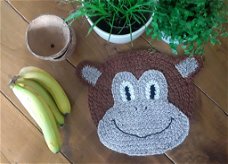 Grote (applicatie van een) apekop / aap (nieuw - handmade)