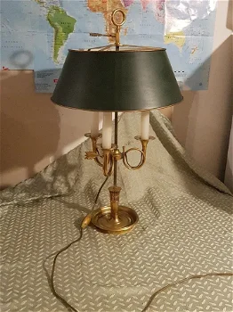 Prachtige oude BOUILLOTTE-lamp in BRONS / MESSING, 3 takken, in TBE - 0